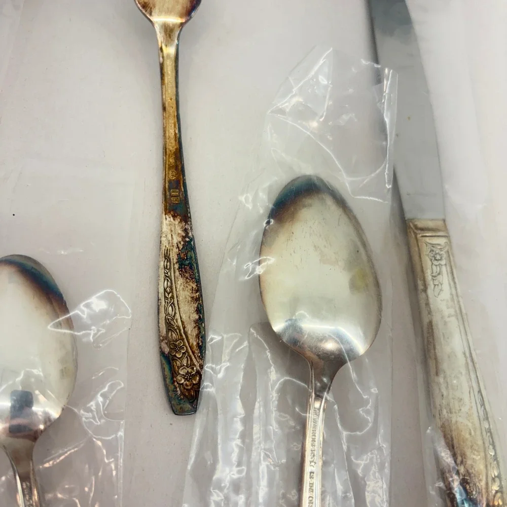 Wm Rogers Starlight Rose Silverplate (4) 6 Pc Place Setting Flatware Lot Vintage